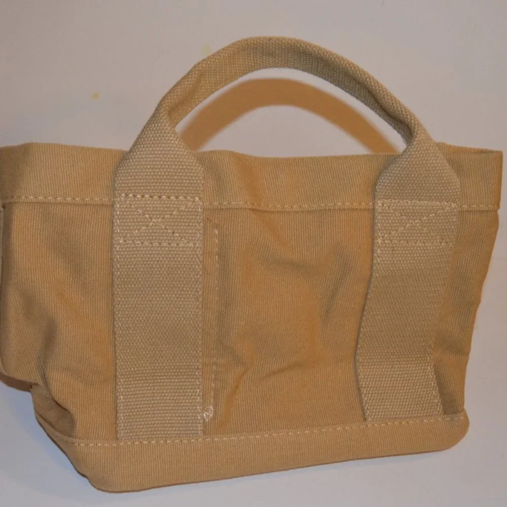 Unknown Source Canvas Hand Bag Purse Beige Durable Inside Sections Pockets 12x8'